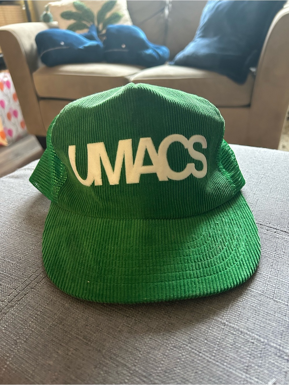 Green UMACS Logo Corduroy Trucker Hat